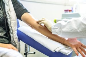 Patient receiving blood work